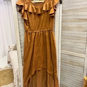 Joyfolie High Low Dress in Warm Brown